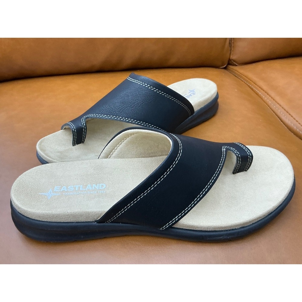 Eastland Dallas Slide Sandals Womens 10 Black Toe Loop Comfort 2361-01M